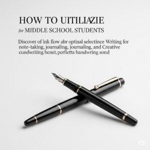 中学生の学習机と万年筆、勉強に集中するイメージ