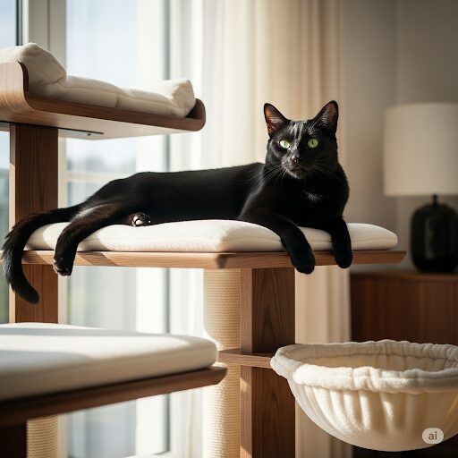 キャットタワーでくつろぐ猫