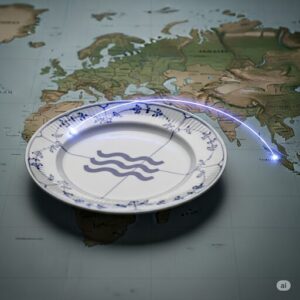 ロイヤルコペンハーゲンのデンマーク製とタイ製の製品の特徴を、イラストと文字で比較した表。