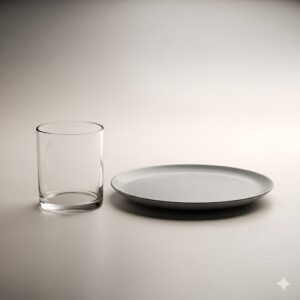 イッタラの代表的なグラス「カルティオ」とプレート「ティーマ」のセット。