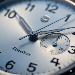 時分針が12時位置からずれている腕時計の文字盤。