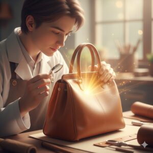 大切なバッグを優しく抱きかかえている人物。