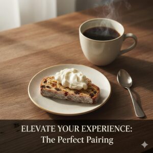 薄切りにしたシュトーレンにクリームチーズを乗せて食べる、コンシェルジュおすすめのアレンジ。
