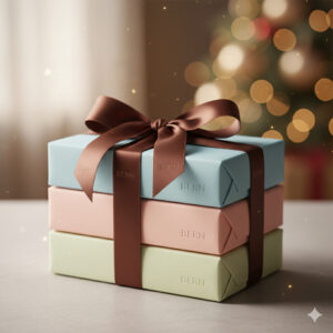 パステルカラーの包装紙とリボンが示す、受け取った側の期待感を高めるベルンのデザインDNA。