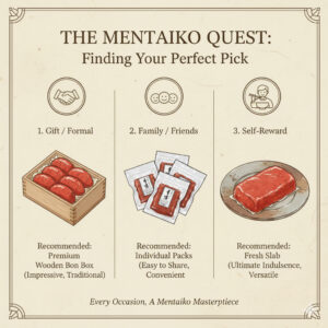 老舗(椒房庵、稚加榮)の究極の粒立ちや、賞味期限が短い「生明太子」など、真のハンターが知る秘境の逸品。