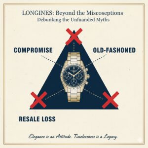 価格帯、デザインの旧イメージ、リセールバリューの低さという、ロンジンに対する3つの誤解とその否定。
