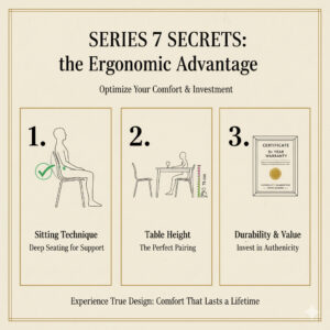 深く座る姿勢、適切なテーブル高さの選択、そして正規店での購入と耐久性という3つの秘訣。