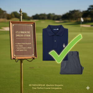 Tシャツや派手なロゴとは異なり、名門ゴルフ場の厳格なドレスコードを確実にクリアする、マンシングウェアの絶対的な品格。