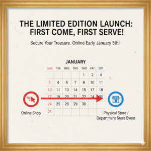 モロゾフ「ビートル」のオンライン販売(1月上旬)と実店舗販売(1月中旬〜下旬)のスケジュールを対比したカレンダー。