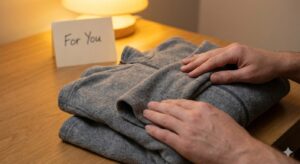 長く愛用できるパタゴニアのアイテムに「長く大切に使ってね」というメッセージを込めて贈るイメージ。