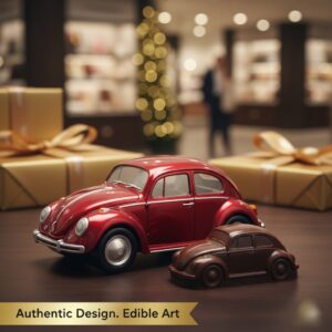 フォルクスワーゲン社の公認ライセンスに基づき、ビートル特有の丸みを帯びたフォルムを精巧に再現したチョコレート缶。