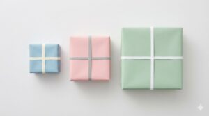 サイズや価格帯の異なる、上品にラッピングされたバレンタインギフト。