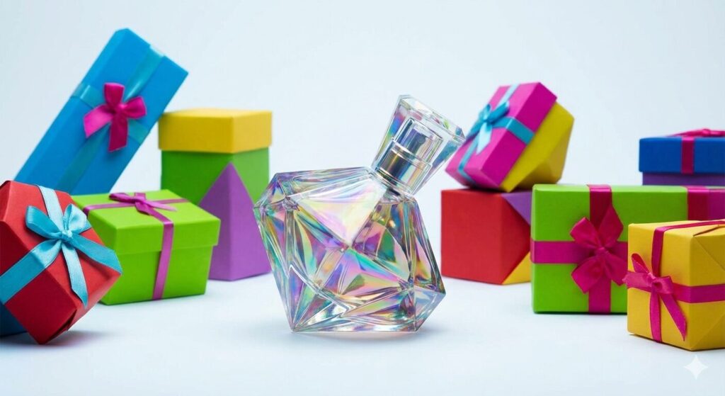 個性が強すぎる香水や、ホワイトデーの雰囲気に合わないNGギフトのイメージ。