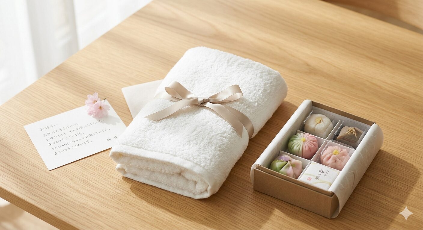 60代のお母様に喜ばれる、上質なタオルと和菓子の母の日ギフトセット。