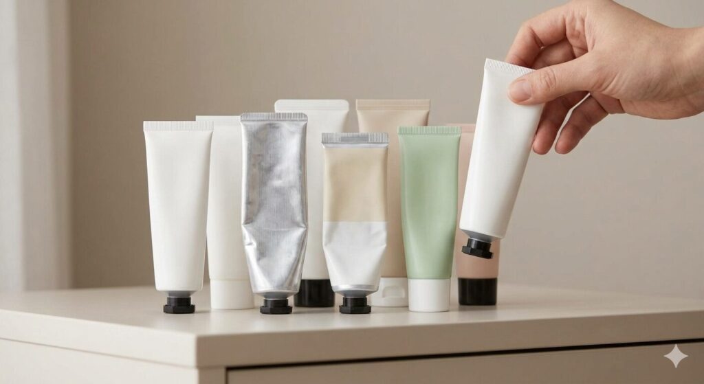 使い切れないほどのハンドクリームがストックされている様子を表現したイメージ。