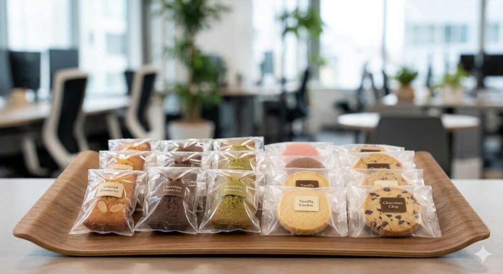 職場で配りやすい、個包装された上質な焼き菓子の詰め合わせ。